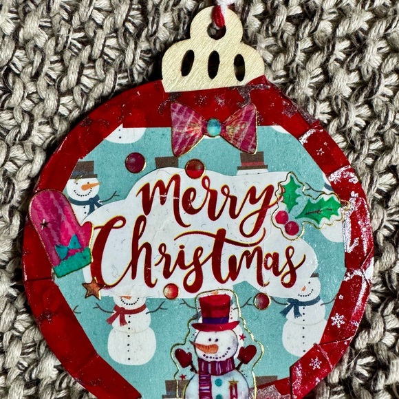 Set of 4 new 3x3” unique handmade wooden Christmas tree hanging ornaments $40 - Picture 4 of 12